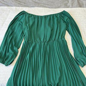 Green off the shoulder dress